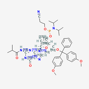 molecular formula C44H54N7O8P B15139464 DMT-dG(ib) Phosphoramidite-13C10,15N5 