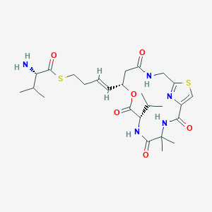 S-[(E)-4-[(7S,10S)-4,4-dimethyl-2,5,8,12-tetraoxo-7-propan-2-yl-9-oxa-16-thia-3,6,13,18-tetrazabicyclo[13.2.1]octadeca-1(17),15(18)-dien-10-yl]but-3-enyl] (2S)-2-amino-3-methylbutanethioate