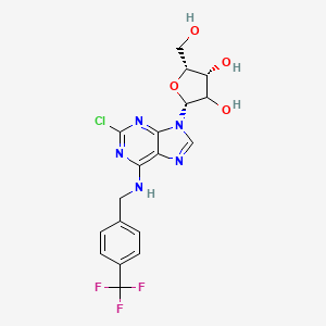 molecular formula C18H17ClF3N5O4 B15139569 (2R,4R,5R)-2-[2-chloro-6-[[4-(trifluoromethyl)phenyl]methylamino]purin-9-yl]-5-(hydroxymethyl)oxolane-3,4-diol 