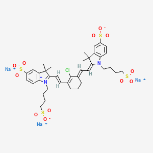 trisodium;(2E)-2-[(2E)-2-[2-chloro-3-[(E)-2-[3,3-dimethyl-5-sulfonato-1-(4-sulfonatobutyl)indol-1-ium-2-yl]ethenyl]cyclohex-2-en-1-ylidene]ethylidene]-3,3-dimethyl-1-(4-sulfonatobutyl)indole-5-sulfonate