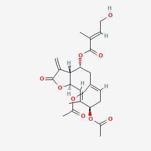 molecular formula C24H30O9 B15139831 [(3aR,4R,6Z,9R,10E,11aR)-9-acetyloxy-6-(acetyloxymethyl)-10-methyl-3-methylidene-2-oxo-3a,4,5,8,9,11a-hexahydrocyclodeca[b]furan-4-yl] (E)-4-hydroxy-2-methylbut-2-enoate 