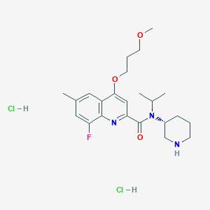 molecular formula C23H34Cl2FN3O3 B1513990 (R)-8-Fluoro-N-isopropyl-4-(3-methoxypropoxy)-6-methyl-N-(piperidin-3-yl)quinoline-2-carboxamide dihydrochloride 