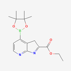molecular formula C16H21BN2O4 B1514011 3H-Pyrrolo[2,3-b]pyridine-2-carboxylic acid, 4-(4,4,5,5-tetramethyl-1,3,2-dioxaborolan-2-yl)-, ethyl ester 
