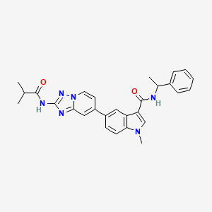 1-methyl-5-[2-(2-methylpropanoylamino)-[1,2,4]triazolo[1,5-a]pyridin-7-yl]-N-(1-phenylethyl)indole-3-carboxamide