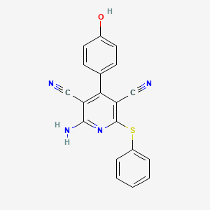 2-Amino-4-(4-hydroxyphenyl)-6-(phenylthio)pyridine-3,5-dicarbonitrile