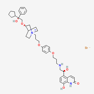 5-[(1S)-2-[3-[4-[3-[(3S)-3-[(2R)-2-cyclopentyl-2-hydroxy-2-phenylethoxy]-1-azoniabicyclo[2.2.2]octan-1-yl]propoxy]phenoxy]propylamino]-1-hydroxyethyl]-8-hydroxy-1H-quinolin-2-one;bromide