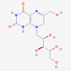 molecular formula C12H18N4O7 B1514090 1-Deoxy-1-[1,3,4,7-tetrahydro-6-(hydroxymethyl)-2,4-dioxo-8(2H)-pteridinyl]-D-ribitol 