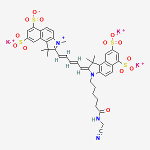 molecular formula C42H41K3N4O13S4 B15140963 tripotassium;(2E)-3-[6-(cyanomethylamino)-6-oxohexyl]-1,1-dimethyl-2-[(2E,4E)-5-(1,1,3-trimethyl-6,8-disulfonatobenzo[e]indol-3-ium-2-yl)penta-2,4-dienylidene]benzo[e]indole-6,8-disulfonate 