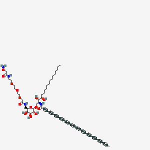 molecular formula C60H118N4O14 B15141044 N-[(2S,3S,4R)-1-[(2S,3R,4S,5R,6R)-6-[[[2-[2-[2-[2-[(2-aminooxyacetyl)amino]ethoxy]ethoxy]ethoxy]acetyl]amino]methyl]-3,4,5-trihydroxyoxan-2-yl]oxy-3,4-dihydroxyoctadecan-2-yl]hexacosa-2,4,6,8,10,12,14,16,18,20,22,24-dodecaynamide;molecular hydrogen 