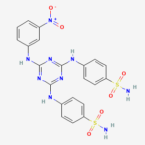 4-[[4-(3-Nitroanilino)-6-(4-sulfamoylanilino)-1,3,5-triazin-2-yl]amino]benzenesulfonamide