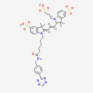 molecular formula C41H47N7O10S3 B15141092 2-[(E,3E)-3-[3,3-dimethyl-1-[6-oxo-6-[[4-(1,2,4,5-tetrazin-3-yl)phenyl]methylamino]hexyl]-5-sulfoindol-2-ylidene]prop-1-enyl]-3,3-dimethyl-1-(3-sulfopropyl)indol-1-ium-5-sulfonate 