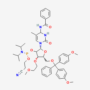 molecular formula C50H62N5O10P B15141225 N-[3-[(2R,4S,5R)-5-[[bis(4-methoxyphenyl)-phenylmethoxy]methyl]-3-[2-cyanoethoxy-[di(propan-2-yl)amino]phosphanyl]oxy-4-(2-methoxyethoxy)oxolan-2-yl]-5-methyl-2-oxo-1,6-dihydropyrimidin-6-yl]benzamide 