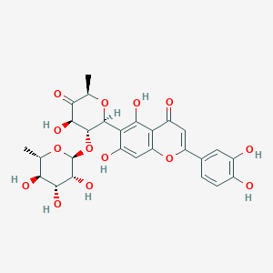 2-(3,4-dihydroxyphenyl)-5,7-dihydroxy-6-[(2S,3R,4R,6R)-4-hydroxy-6-methyl-5-oxo-3-[(2S,3R,4R,5R,6S)-3,4,5-trihydroxy-6-methyloxan-2-yl]oxyoxan-2-yl]chromen-4-one