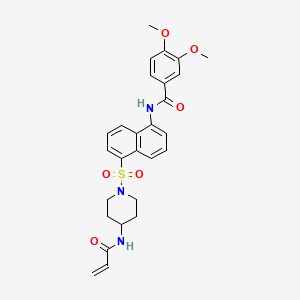 molecular formula C27H29N3O6S B15141305 3,4-dimethoxy-N-[5-[4-(prop-2-enoylamino)piperidin-1-yl]sulfonylnaphthalen-1-yl]benzamide 