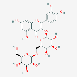 2-(3,4-dihydroxyphenyl)-5,7-dihydroxy-3-[(2S,3R,4S,5S,6R)-3,4,5-trihydroxy-6-[[(2R,3R,4S,5R,6R)-3,4,5-trihydroxy-6-(hydroxymethyl)oxan-2-yl]oxymethyl]oxan-2-yl]oxychromen-4-one