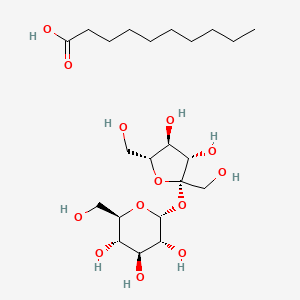 molecular formula C22H42O13 B15141679 decanoic acid;(2R,3R,4S,5S,6R)-2-[(2S,3S,4S,5R)-3,4-dihydroxy-2,5-bis(hydroxymethyl)oxolan-2-yl]oxy-6-(hydroxymethyl)oxane-3,4,5-triol 