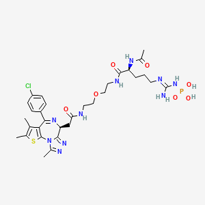 [[N'-[(4S)-4-acetamido-5-[2-[2-[[2-[(9S)-7-(4-chlorophenyl)-4,5,13-trimethyl-3-thia-1,8,11,12-tetrazatricyclo[8.3.0.02,6]trideca-2(6),4,7,10,12-pentaen-9-yl]acetyl]amino]ethoxy]ethylamino]-5-oxopentyl]carbamimidoyl]amino]phosphonic acid