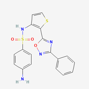 4-amino-N-[2-(3-phenyl-1,2,4-oxadiazol-5-yl)thiophen-3-yl]benzenesulfonamide