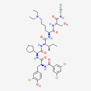 3,5-dichloro-N-[(2S)-3-(3-chloro-4-hydroxyphenyl)-1-[[(1S)-1-cyclopentyl-2-[[(2S,3S)-1-[[(2S)-6-(diethylamino)-1-[[(2S)-1-(ethynylamino)-3-hydroxy-1-oxopropan-2-yl]amino]-1-oxohexan-2-yl]amino]-3-methyl-1-oxopentan-2-yl]amino]-2-oxoethyl]amino]-1-oxopropan-2-yl]benzamide