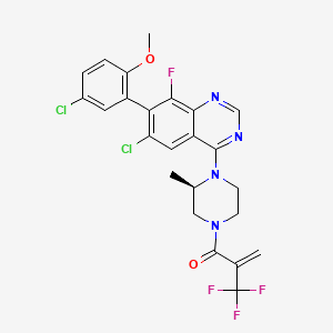 molecular formula C24H20Cl2F4N4O2 B15142238 1-[(3R)-4-[6-chloro-7-(5-chloro-2-methoxyphenyl)-8-fluoroquinazolin-4-yl]-3-methylpiperazin-1-yl]-2-(trifluoromethyl)prop-2-en-1-one 