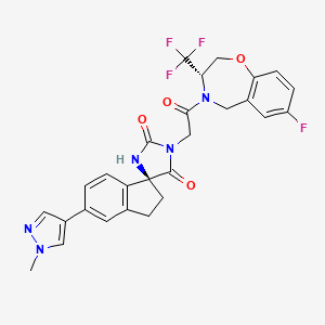 molecular formula C27H23F4N5O4 B15142409 (3S)-3'-[2-[(3S)-7-fluoro-3-(trifluoromethyl)-3,5-dihydro-2H-1,4-benzoxazepin-4-yl]-2-oxoethyl]-6-(1-methylpyrazol-4-yl)spiro[1,2-dihydroindene-3,5'-imidazolidine]-2',4'-dione 