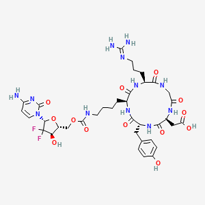 2-[(2S,5R,8S,11S)-8-[4-[[(2R,3R,5R)-5-(4-amino-2-oxopyrimidin-1-yl)-4,4-difluoro-3-hydroxyoxolan-2-yl]methoxycarbonylamino]butyl]-11-[3-(diaminomethylideneamino)propyl]-5-[(4-hydroxyphenyl)methyl]-3,6,9,12,15-pentaoxo-1,4,7,10,13-pentazacyclopentadec-2-yl]acetic acid