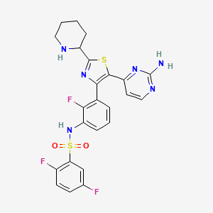 molecular formula C24H21F3N6O2S2 B15142498 N-[3-[5-(2-aminopyrimidin-4-yl)-2-piperidin-2-yl-1,3-thiazol-4-yl]-2-fluorophenyl]-2,5-difluorobenzenesulfonamide 