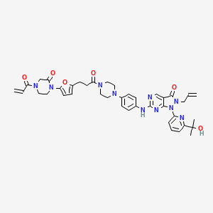 molecular formula C40H44N10O6 B15142528 1-[6-(2-Hydroxypropan-2-yl)pyridin-2-yl]-6-[4-[4-[3-[5-(2-oxo-4-prop-2-enoylpiperazin-1-yl)furan-2-yl]propanoyl]piperazin-1-yl]anilino]-2-prop-2-enylpyrazolo[3,4-d]pyrimidin-3-one 