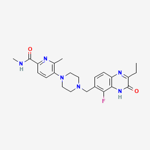 5-[4-[(2-ethyl-5-fluoro-3-oxo-4H-quinoxalin-6-yl)methyl]piperazin-1-yl]-N,6-dimethylpyridine-2-carboxamide