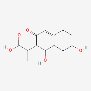 molecular formula C15H22O5 B15142674 (3|I,4|I,5|I,6|I,7|I,11|I)-3,6-Dihydroxy-8-oxo-9-eremophilene-12-oic acid 