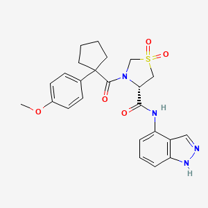 molecular formula C24H26N4O5S B15142737 (4S)-N-(3H-indazol-4-yl)-3-[1-(4-methoxyphenyl)cyclopentyl]carbonyl-1,1-bis(oxidanylidene)-1,3-thiazolidine-4-carboxamide 