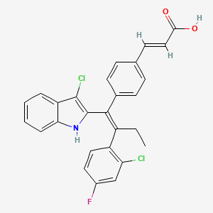 (E)-3-[4-[(Z)-2-(2-chloro-4-fluorophenyl)-1-(3-chloro-1H-indol-2-yl)but-1-enyl]phenyl]prop-2-enoic acid