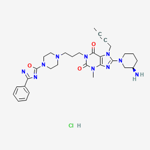 molecular formula C30H39ClN10O3 B15142952 8-[(3R)-3-aminopiperidin-1-yl]-7-but-2-ynyl-3-methyl-1-[3-[4-(3-phenyl-1,2,4-oxadiazol-5-yl)piperazin-1-yl]propyl]purine-2,6-dione;hydrochloride 