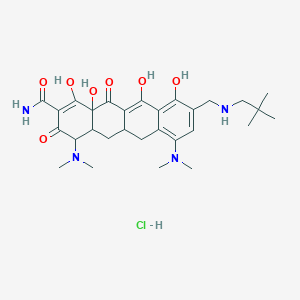 molecular formula C29H41ClN4O7 B1514313 4,7-bis(dimethylamino)-9-[(2,2-dimethylpropylamino)methyl]-1,10,11,12a-tetrahydroxy-3,12-dioxo-4a,5,5a,6-tetrahydro-4H-tetracene-2-carboxamide;hydrochloride 