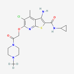 molecular formula C19H24ClN5O3S B15143160 3-amino-5-chloro-N-cyclopropyl-4-methyl-6-[2-oxo-2-[4-(trideuteriomethyl)piperazin-1-yl]ethoxy]thieno[2,3-b]pyridine-2-carboxamide 