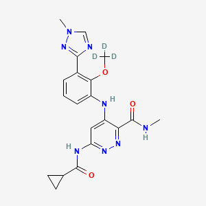 molecular formula C20H22N8O3 B15143358 6-(cyclopropanecarbonylamino)-N-methyl-4-[3-(1-methyl-1,2,4-triazol-3-yl)-2-(trideuteriomethoxy)anilino]pyridazine-3-carboxamide 