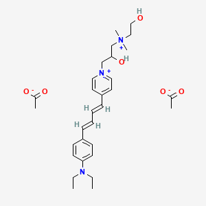 molecular formula C30H45N3O6 B1514340 4-[4-[4-(Diethylamino)phenyl]-1,3-butadienyl]-1-[2-hydroxy-3-[(2-hydroxyethyl)dimethylammonio]propyl]pyridinium diacetate 