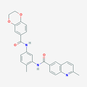 N-[5-(2,3-dihydro-1,4-benzodioxine-6-carbonylamino)-2-methylphenyl]-2-methylquinoline-6-carboxamide