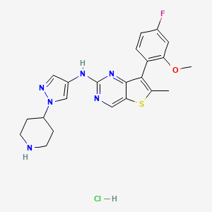 7-(4-fluoro-2-methoxyphenyl)-6-methyl-N-(1-piperidin-4-ylpyrazol-4-yl)thieno[3,2-d]pyrimidin-2-amine;hydrochloride