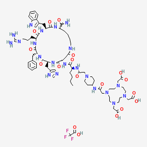 2-[4-[2-[[1-[2-[[(2S)-1-[[(3S,6S,9R,12S,15S,23S)-9-benzyl-23-carbamoyl-6-[3-(diaminomethylideneamino)propyl]-12-(1H-imidazol-5-ylmethyl)-3-(1H-indol-3-ylmethyl)-2,5,8,11,14,17-hexaoxo-1,4,7,10,13,18-hexazacyclotricos-15-yl]amino]-1-oxohexan-2-yl]amino]-2-oxoethyl]piperidin-4-yl]amino]-2-oxoethyl]-7,10-bis(carboxymethyl)-1,4,7,10-tetrazacyclododec-1-yl]acetic acid;2,2,2-trifluoroacetic acid