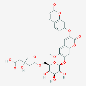 3-hydroxy-3-methyl-5-oxo-5-[[(2R,3S,4S,5R,6S)-3,4,5-trihydroxy-6-[6-methoxy-2-oxo-3-(2-oxochromen-7-yl)oxychromen-7-yl]oxyoxan-2-yl]methoxy]pentanoic acid