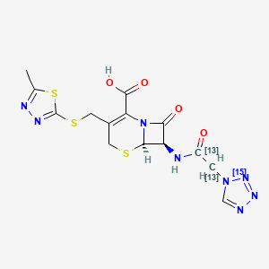 (6R,7R)-7-(2-(1H-tetrazol-1-yl-1-15N)acetamido-13C2-13C2)-3-(((5-methyl-1,3,4-thiadiazol-2-yl)thio)methyl)-8-oxo-5-thia-1-azabicyclo[4.2.0]oct-2-ene-2-carboxylicacid