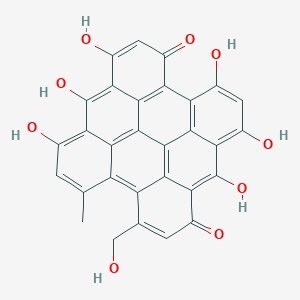 molecular formula C30H16O9 B15144028 7,9,11,20,22,24-Hexahydroxy-16-(hydroxymethyl)-13-methyloctacyclo[13.11.1.12,10.03,8.04,25.019,27.021,26.014,28]octacosa-1(27),2(28),3,6,8,10,12,14,16,19,21,23,25-tridecaene-5,18-dione 