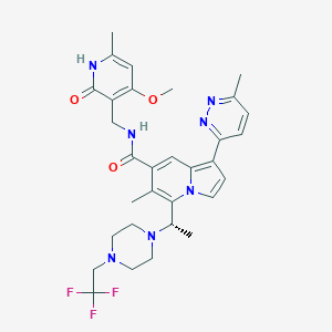 molecular formula C31H36F3N7O3 B15144053 7-Indolizinecarboxamide, N-[(1,2-dihydro-4-methoxy-6-methyl-2-oxo-3-pyridinyl)methyl]-6-methyl-1-(6-methyl-3-pyridazinyl)-5-[(1S)-1-[4-(2,2,2-trifluoroethyl)-1-piperazinyl]ethyl]- CAS No. 2202678-05-3