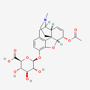 molecular formula C25H29NO10 B1514408 (5alpha,6alpha)-6-(Acetyloxy)-17-methyl-7,8-didehydro-4,5-epoxymorphinan-3-yl beta-D-glucopyranosiduronic acid CAS No. 62299-26-7