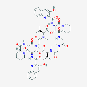 3-hydroxy-N-[(3R,7S,16S,23R,27S)-23-[(3-hydroxyquinoline-2-carbonyl)amino]-8,11,28,31-tetramethyl-2,6,9,12,15,22,26,29,32,35-decaoxo-7,27-di(propan-2-yl)-5,25-dioxa-1,8,11,14,21,28,31,34-octazatricyclo[34.4.0.016,21]tetracontan-3-yl]quinoline-2-carboxamide