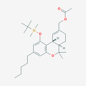 molecular formula C29H46O4Si B1514413 [(6aR,10aR)-1-{[tert-Butyl(dimethyl)silyl]oxy}-6,6-dimethyl-3-pentyl-6a,7,8,10a-tetrahydro-6H-dibenzo[b,d]pyran-9-yl]methyl acetate CAS No. 123718-51-4
