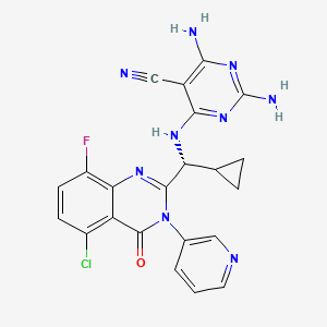 molecular formula C22H17ClFN9O B15144154 2,4-diamino-6-[[(R)-(5-chloro-8-fluoro-4-oxo-3-pyridin-3-ylquinazolin-2-yl)-cyclopropylmethyl]amino]pyrimidine-5-carbonitrile 