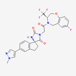 (3R)-3'-[2-[(3S)-7-fluoro-3-(trifluoromethyl)-3,5-dihydro-2H-1,4-benzoxazepin-4-yl]-2-oxoethyl]-6-(1-methylpyrazol-4-yl)spiro[1,2-dihydroindene-3,5'-imidazolidine]-2',4'-dione