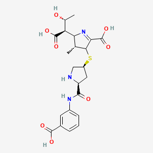 molecular formula C22H27N3O8S B1514418 (3R)-2-[(1R,2R)-1-Carboxy-2-hydroxypropyl]-4-({(3S,5S)-5-[(3-carboxyphenyl)carbamoyl]pyrrolidin-3-yl}sulfanyl)-3-methyl-3,4-dihydro-2H-pyrrole-5-carboxylic acid CAS No. 1150883-75-2